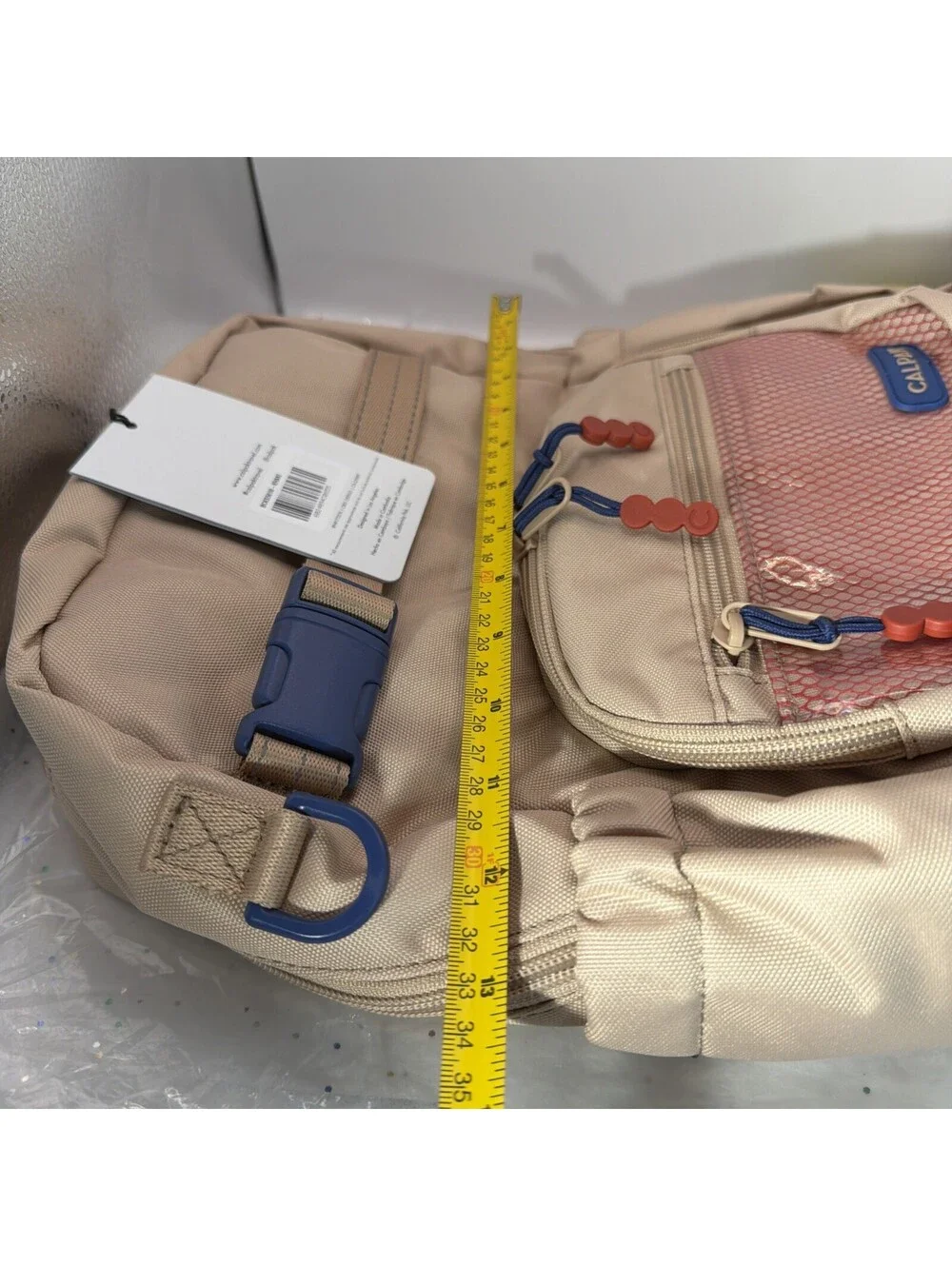 Calpak Kids Backpack Bundle Khaki Lunch Bag Pencil Case Pizza Pluffy Charm NWT